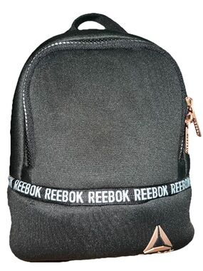 Reebok Black Mini Backpack Rose Gold Hardware & Logo Band EUC